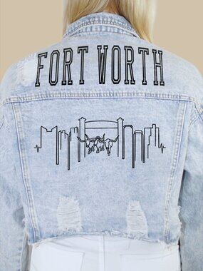 Fort Worth City Skyline Denim Jacket